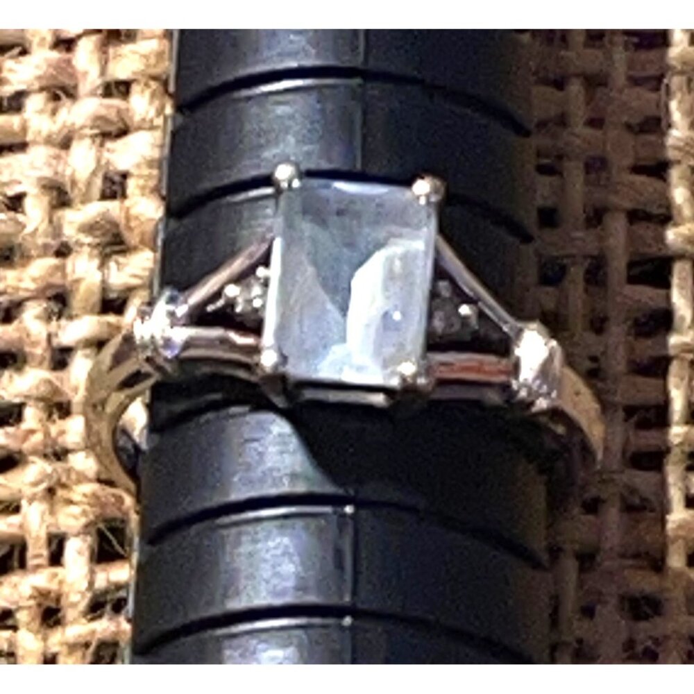 14k white Gold Aquamarine and Diamond Ring Signed Stunning Gift! Please Read - Picture 8 of 13